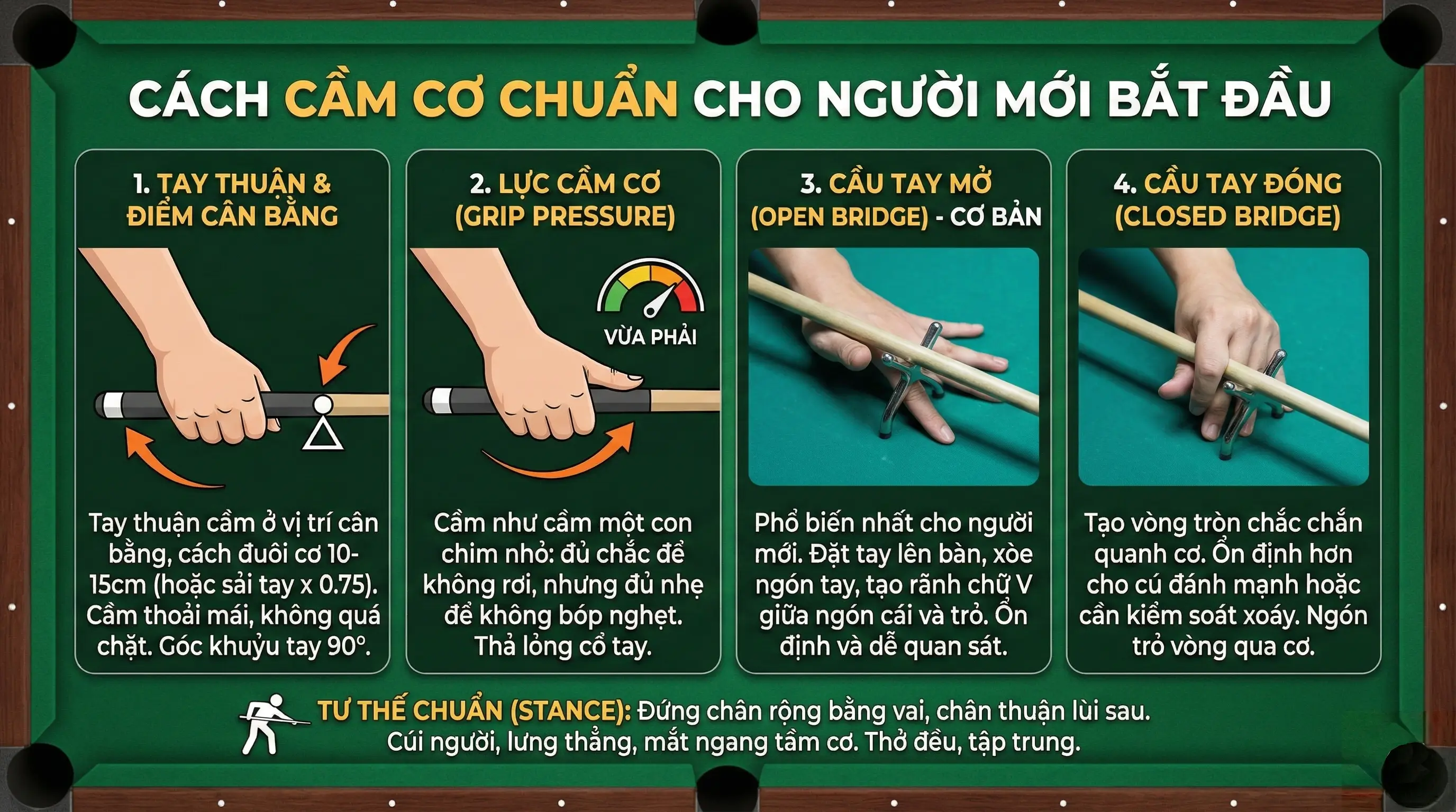 Cách cầm cơ chuẩn cho người mới bắt đầu
